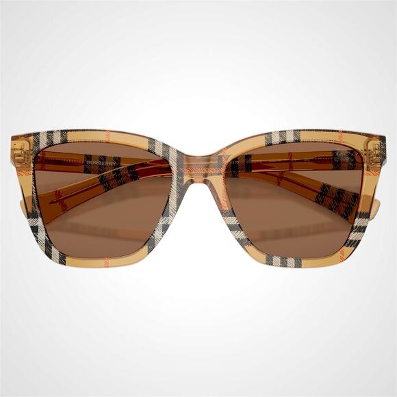 New Burberry Sunglasses Brown Check Sand Brown Lens Classic 54-18-140 BURBERRY